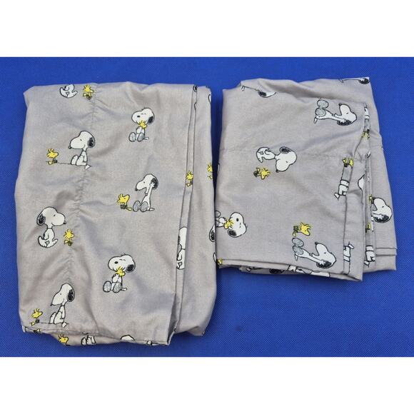 Berkshire Peanuts Snoopy Woodstock Pillowcase Set of 2 All Over Standard Gray - Picture 1 of 8
